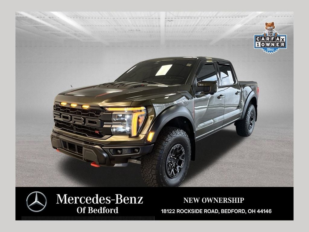 2024 Ford F-150 Raptor in Green — front three-quarter view