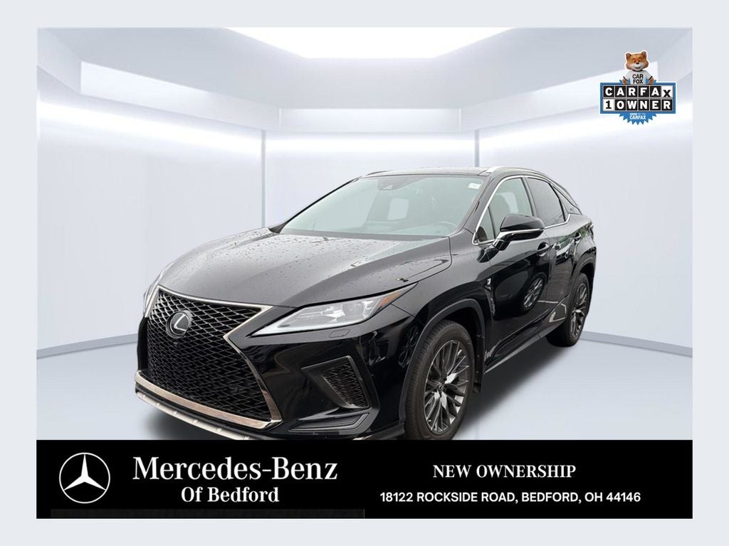 2020 Lexus RX 350 F Sport in Obsidian — front three-quarter view