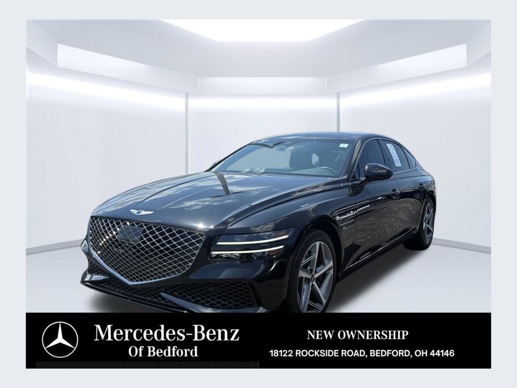 2024 Genesis G80 3.5T in Vik Black — front three-quarter view