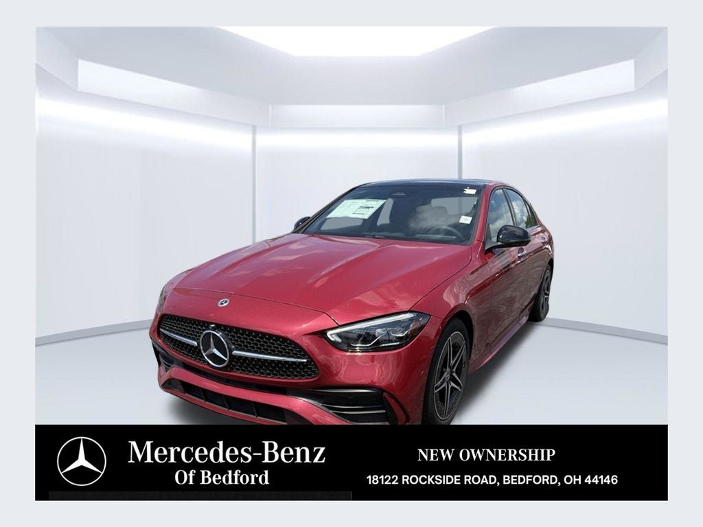 2026 Mercedes-Benz C-Class C 300 4MATIC in Manufaktur Patagonia Red Metallic — front three-quarter view