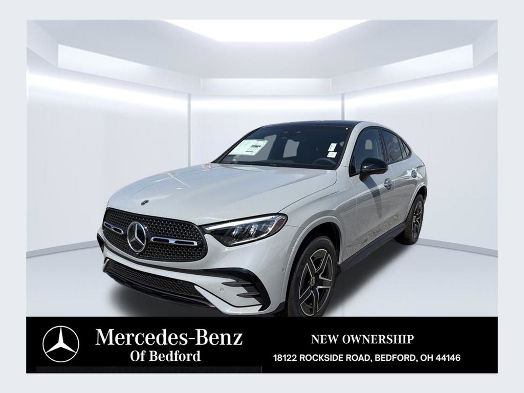 2026 Mercedes-Benz GLC GLC 300 Coupe 4MATIC in Manufaktur Alpine Grey — front three-quarter view